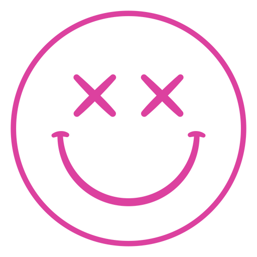 Desenho divertido de carinha sorridente com olhos cruzados. Desenho PNG