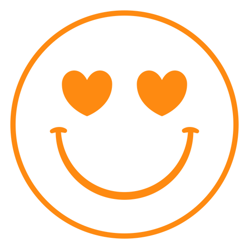 Playful smiley face design with heart eyes PNG Design