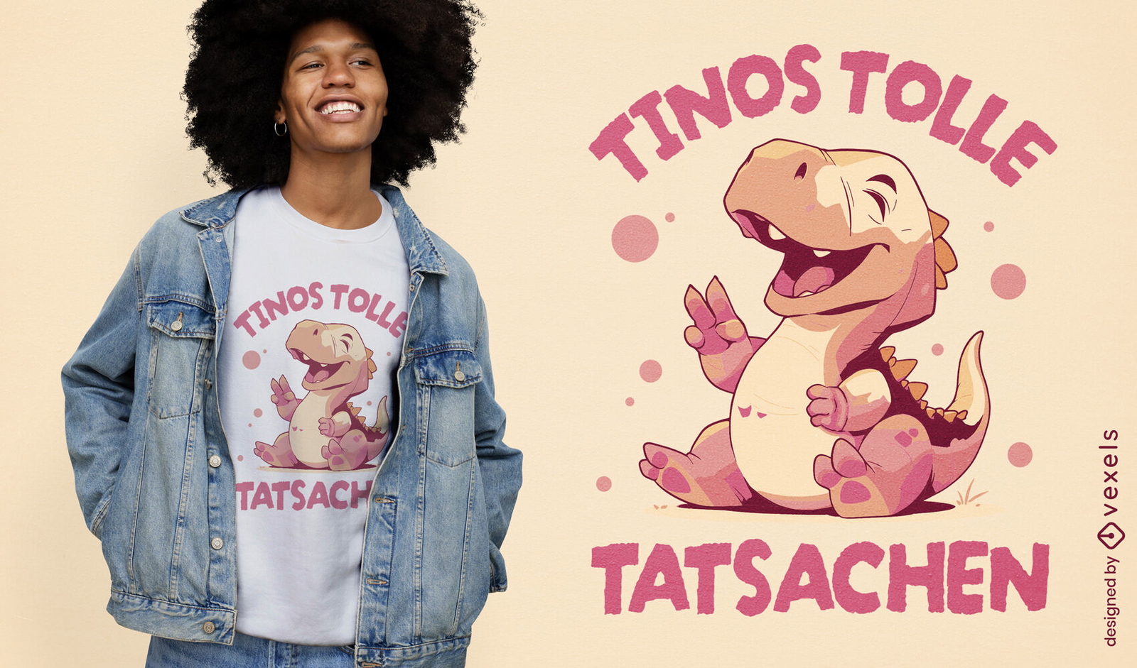 Diseño de camiseta con signo de la paz t-rex.