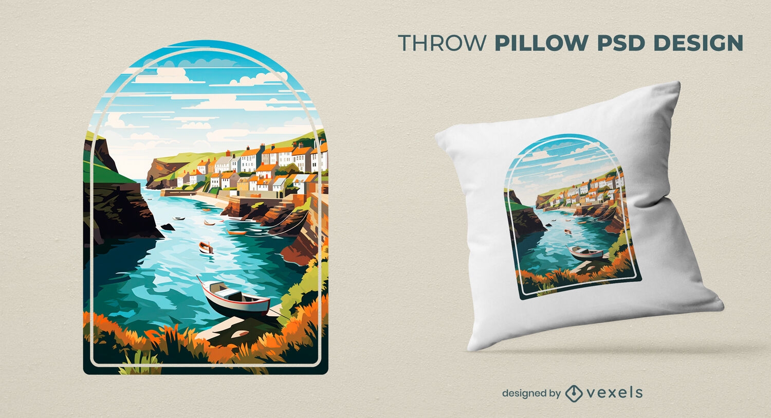 Countryside vacation throw pillow design