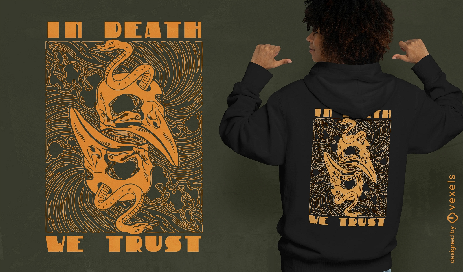 En la muerte confiamos en el dise?o de la camiseta.
