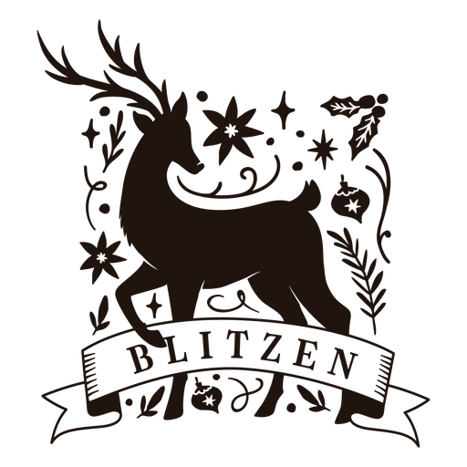 Elegantes Rentier-Silhouette-Design mit dekorativen Elementen PNG-Design
