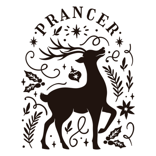 Festive reindeer silhouette with floral and ornamental elements t-shirt design PNG Design