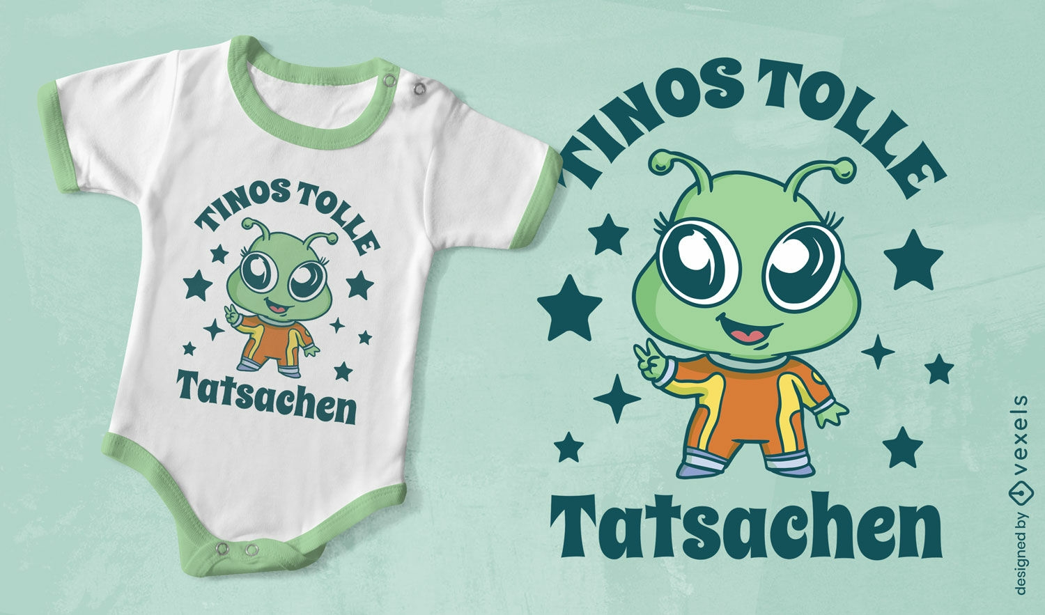 Baby-Alien-Friedenszeichen-T-Shirt-Design