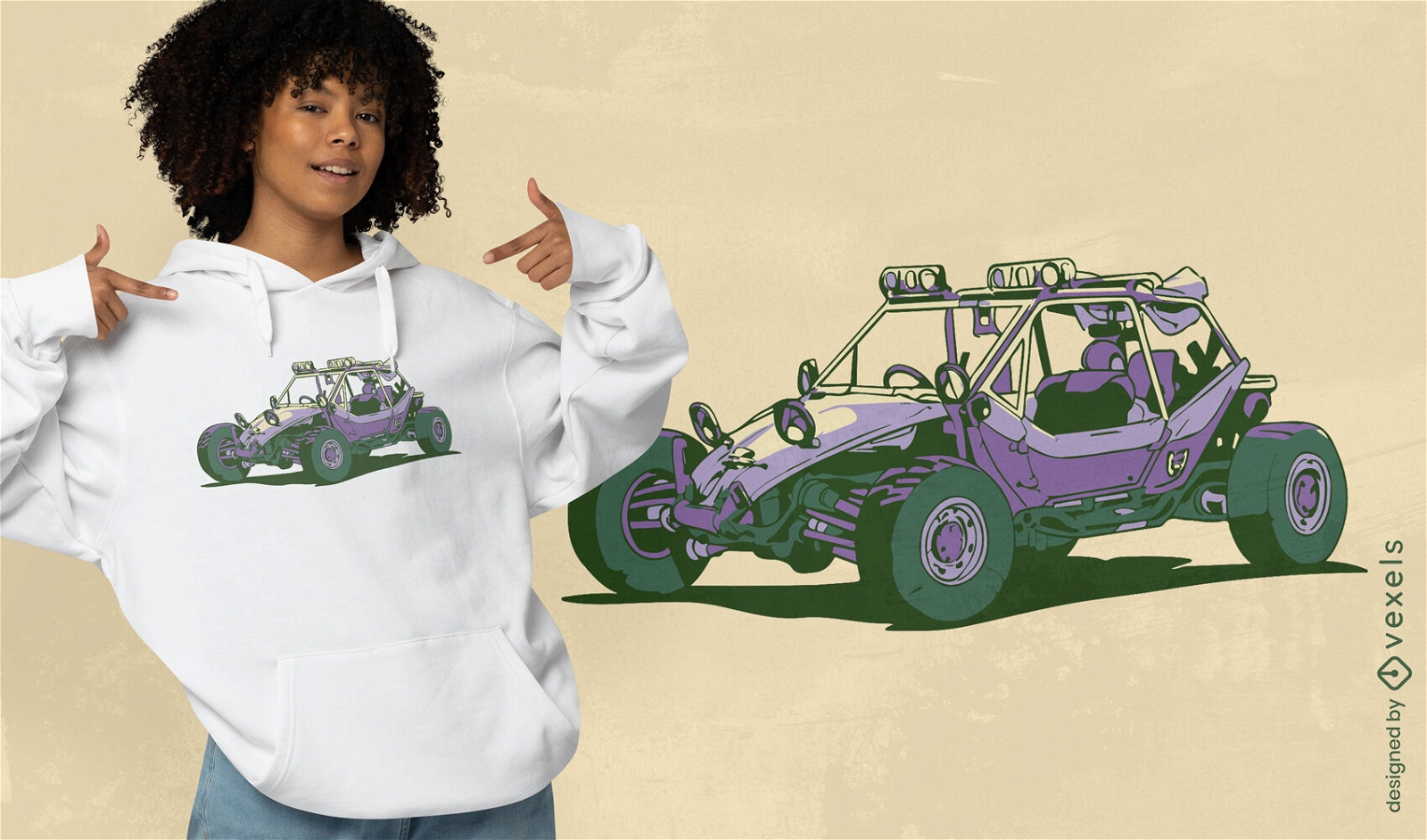 Diseño de camiseta de coche dune buggy.