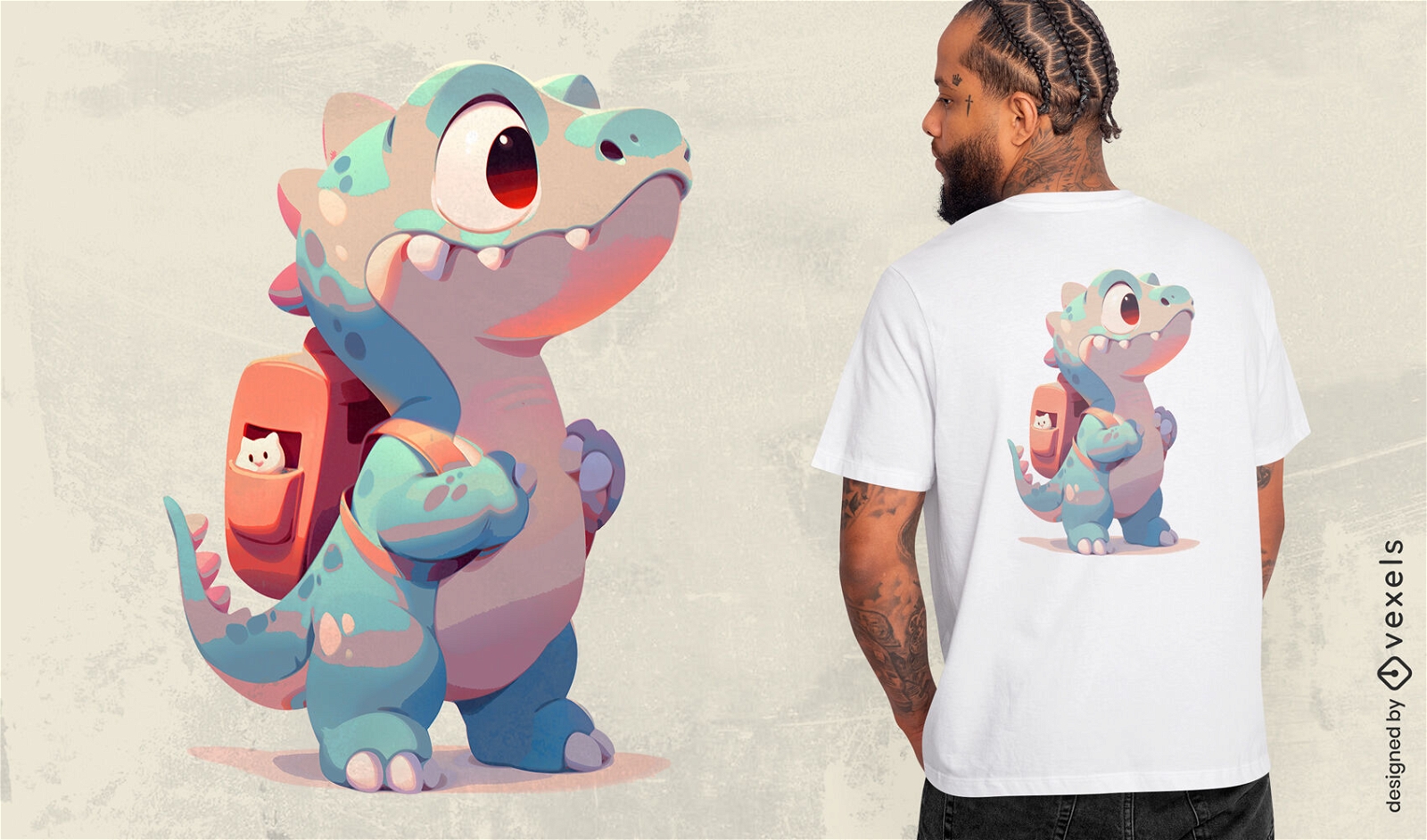 Cute baby dinosaur student t-shirt design