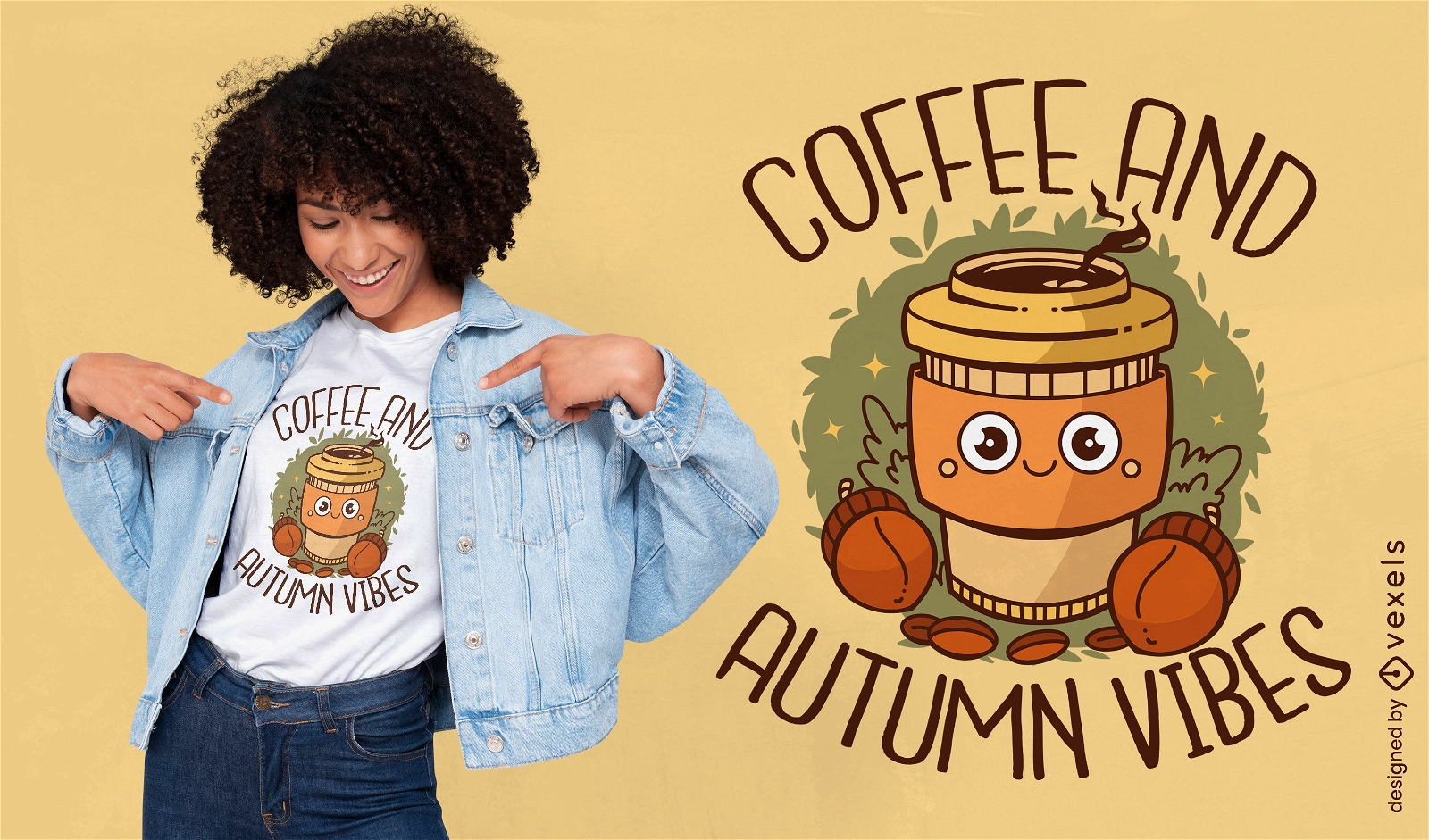 Design de camiseta com vibes de café e outono