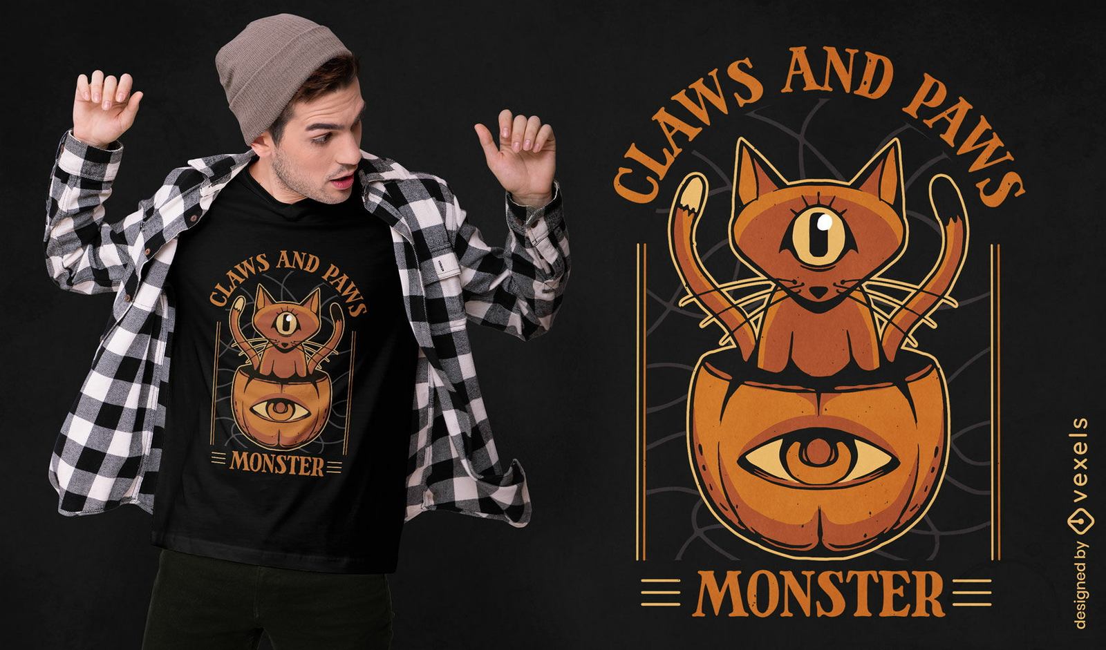 Diseño de camiseta de monstruo de garras y patas