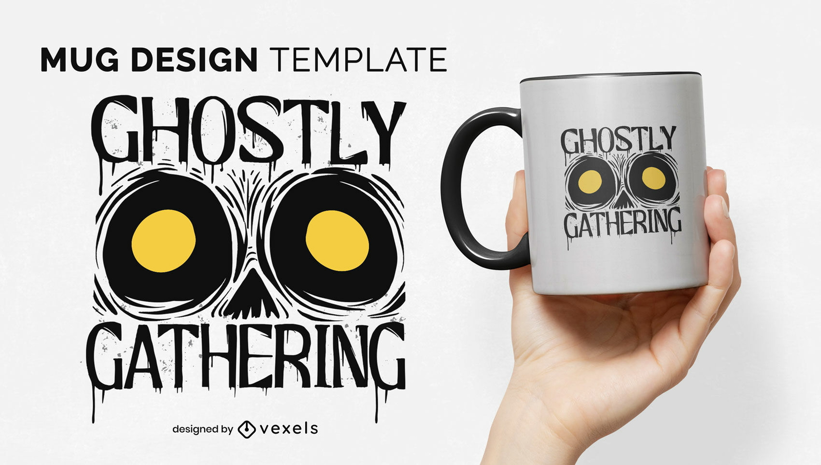 Diseño de taza de ojos de halloween de monstruo fantasma