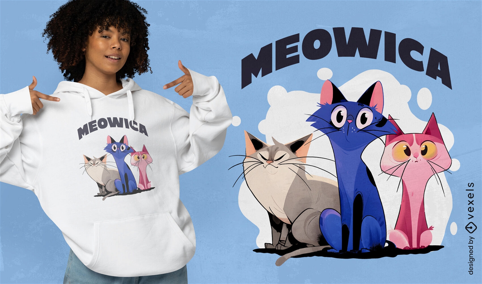 Diseño lindo de camiseta de gatos de dibujos animados