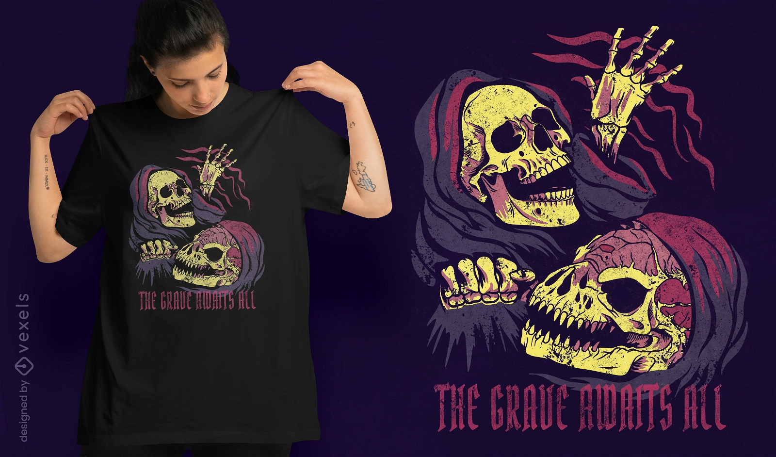 Skeleton grim reaper scary t-shirt psd