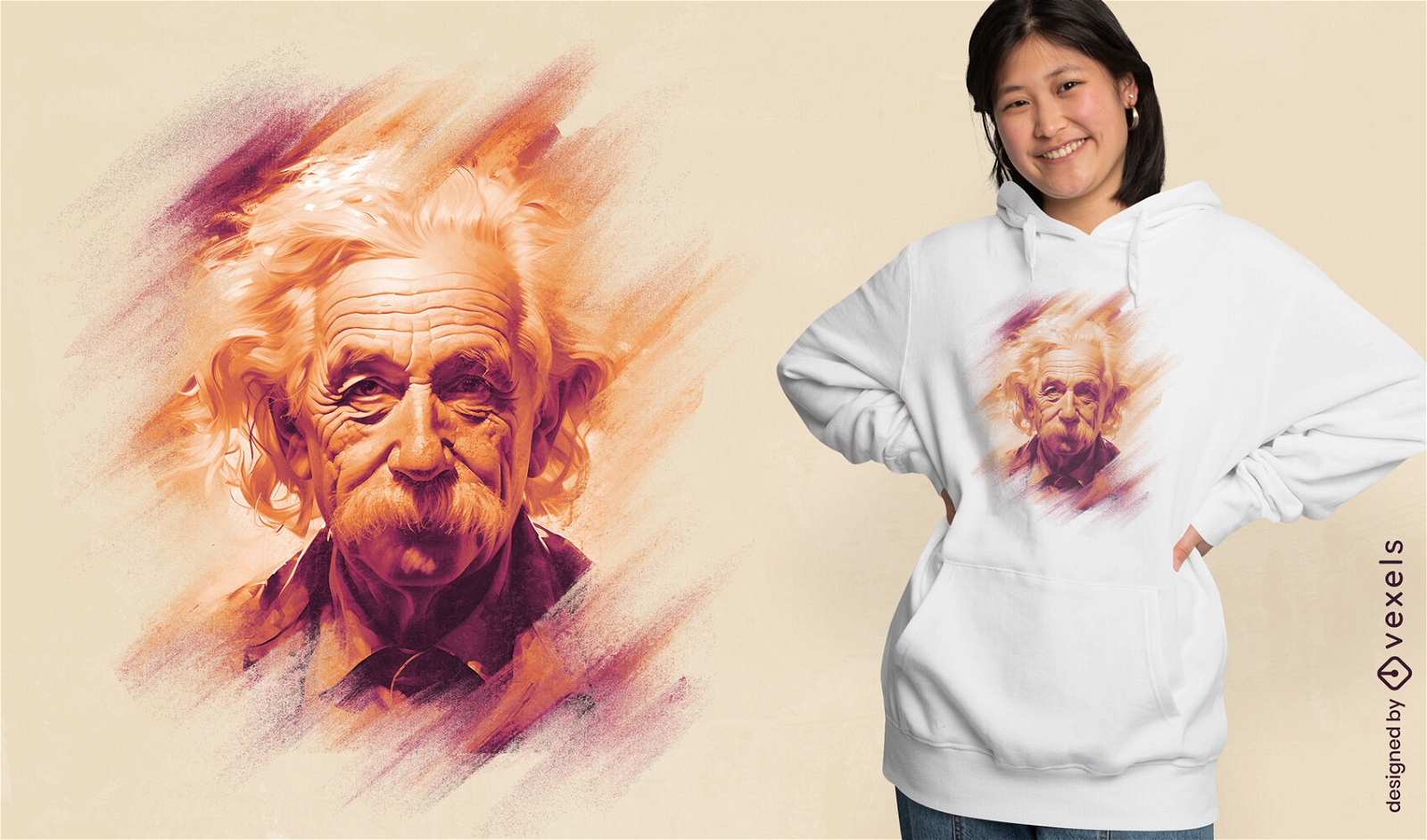 Albert Einstein Portrait T-shirt Design Vector Download