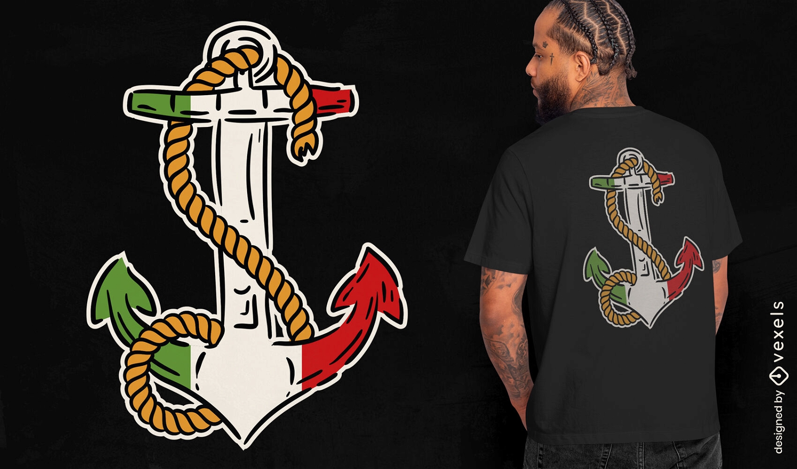 Design de camiseta ancho com bandeira italiana