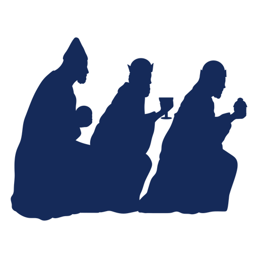 Três silhuetas de um grupo de monges Desenho PNG