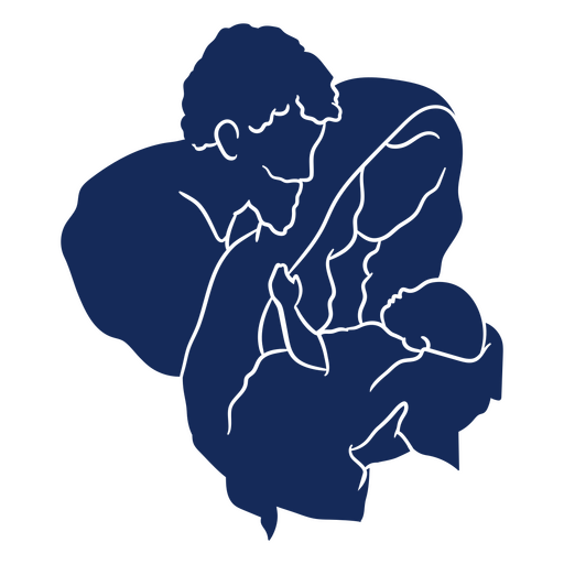 Silhouette eines Mannes, der ein Baby im Arm hält PNG-Design