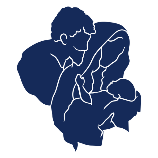 Silhouette of a man holding a baby in his arms PNG Design
