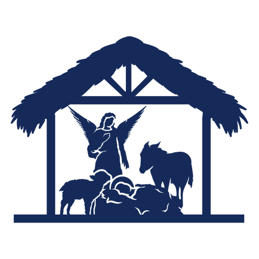 El belén con Jesús y sus animales. Diseño PNG