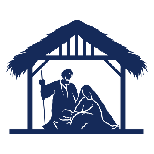 Silhouette of jesus and mary in a nativity scene PNG Design