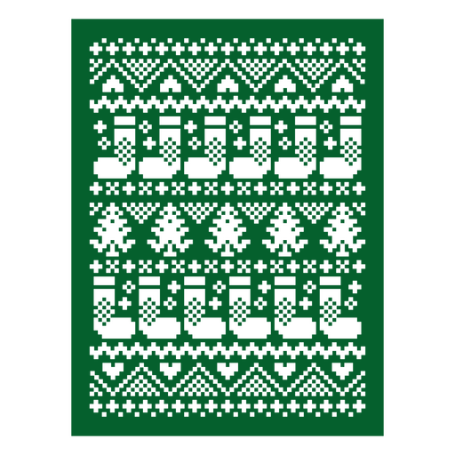 Ugly christmas sweater pattern on a green background PNG Design