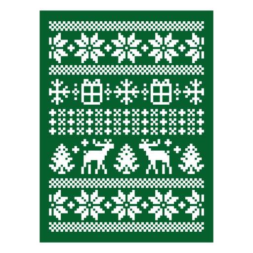 Jersey navide?o verde con renos y copos de nieve. Diseño PNG