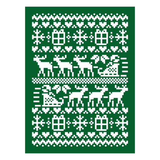 Suéter navideño verde con renos. Diseño PNG