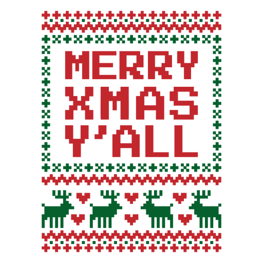 Feo suéter navideño con las palabras "Feliz Navidad y todos ustedes". Diseño PNG