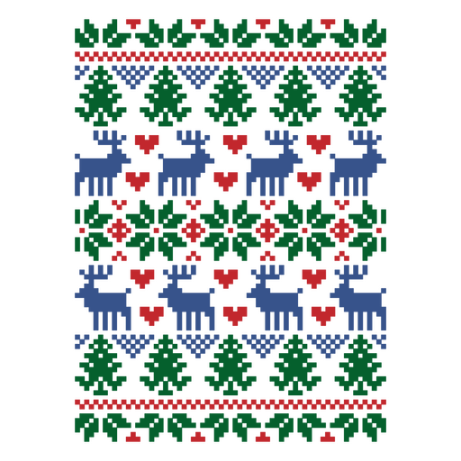 Jersey navideño con renos y árboles. Diseño PNG