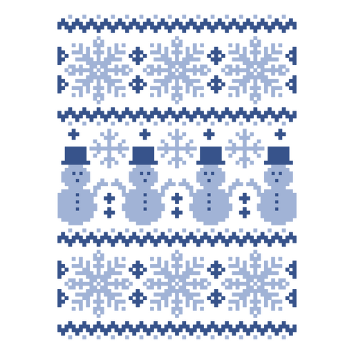 Feo suéter navideño con copos de nieve y muñecos de nieve. Diseño PNG