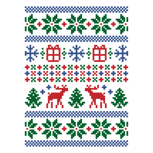 Jersey navideño con renos y copos de nieve. Diseño PNG