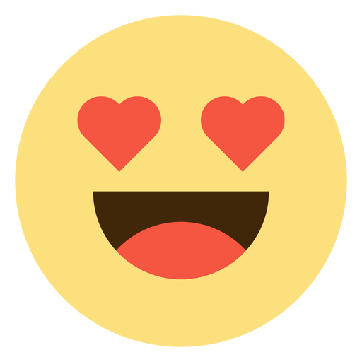 Smiling emoticon with hearts on it PNG Design