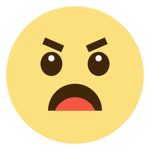 Yellow emoticion with an angry face PNG Design