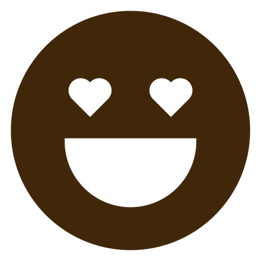 Emoticono marrón con corazones Diseño PNG