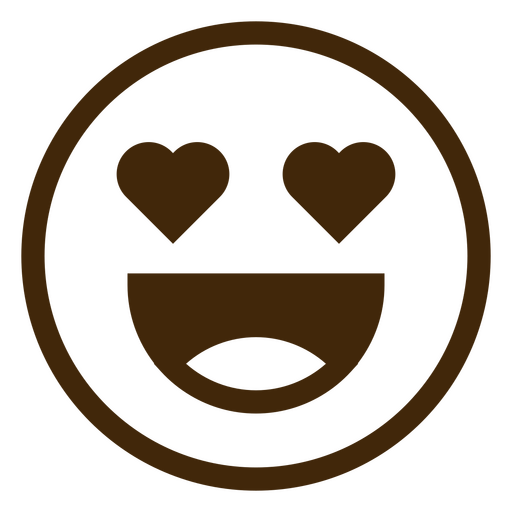 Braunes Smiley-Gesicht mit Herzen darin PNG-Design