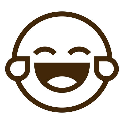 Brown icon of a laughing face PNG Design