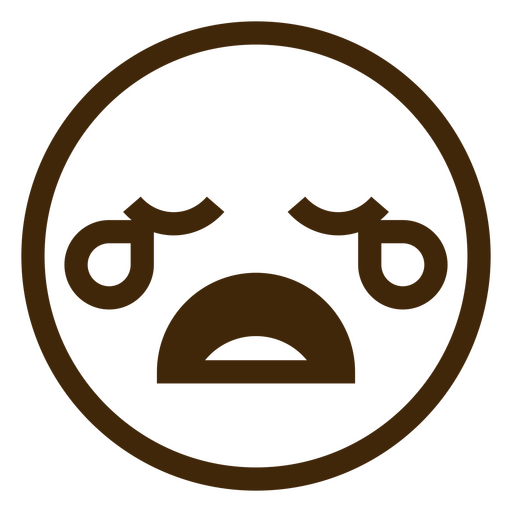 Emoticon marrón llorando Diseño PNG