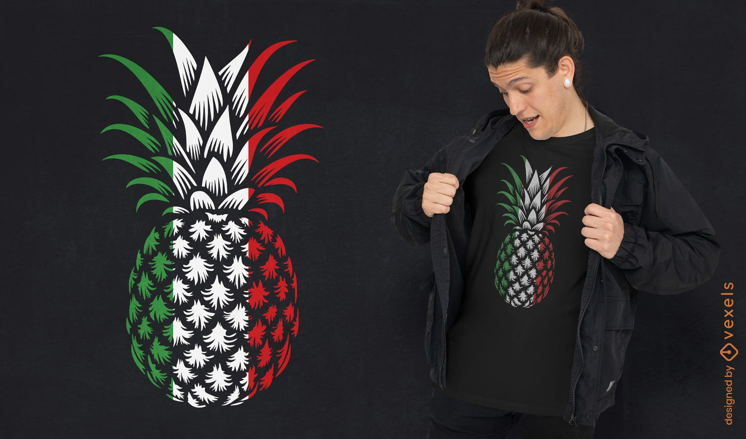 Bandera italiana en diseño de camiseta de piña.