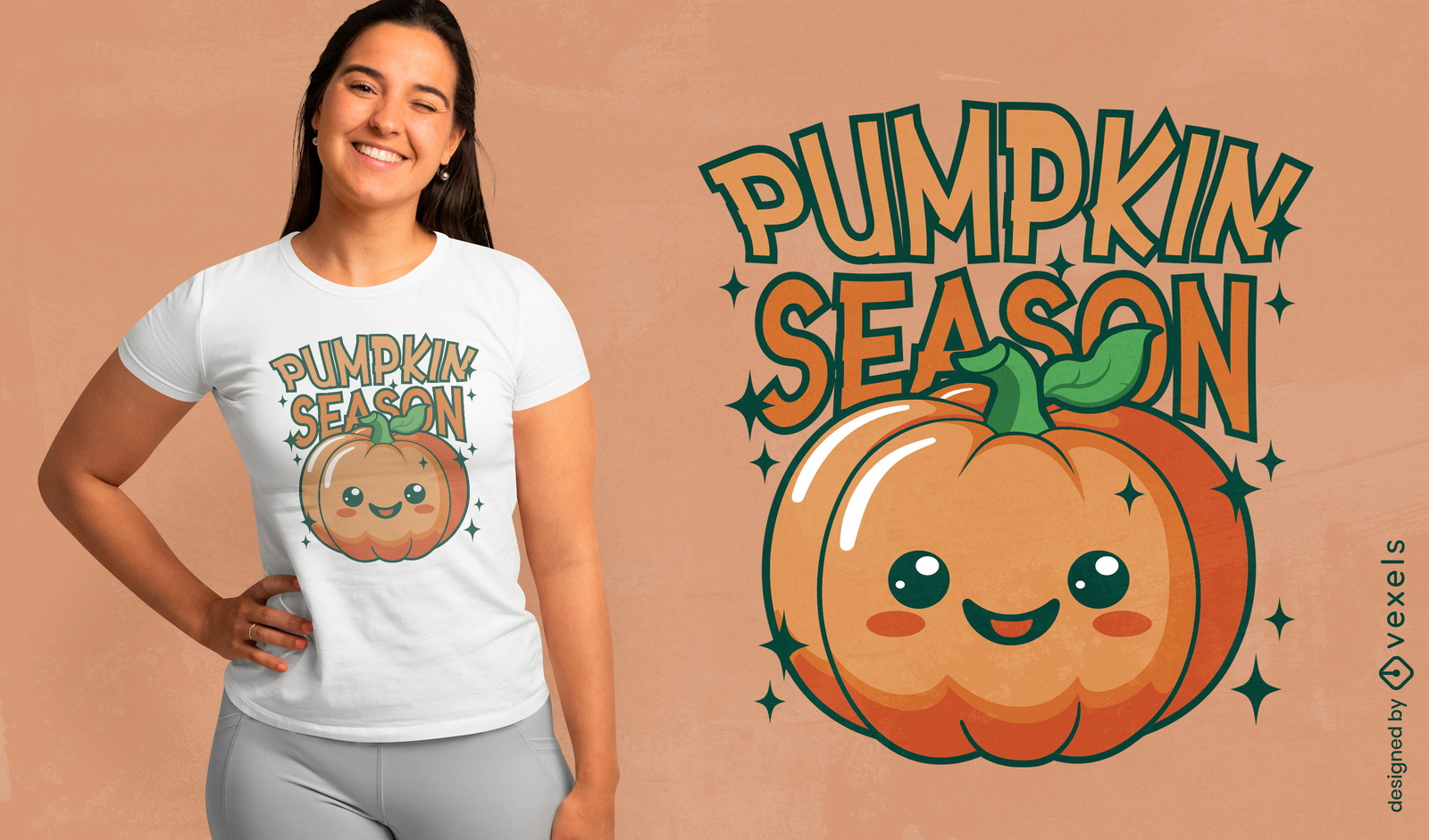 Diseño lindo de camiseta de temporada de calabaza.