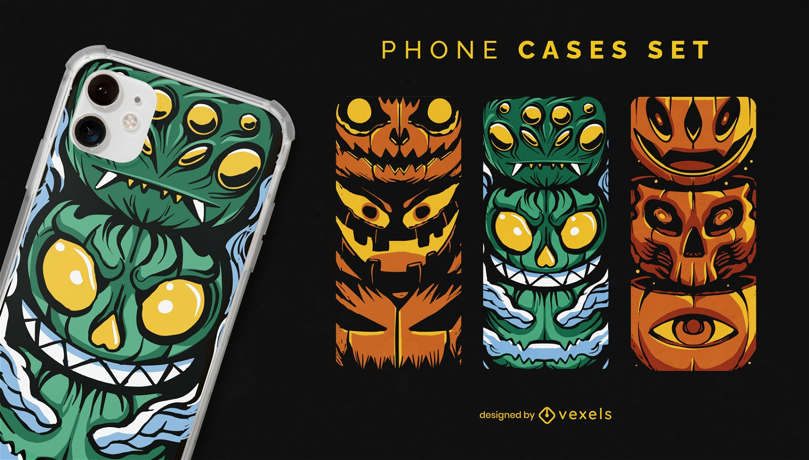Jack o lanterns halloween phone case set