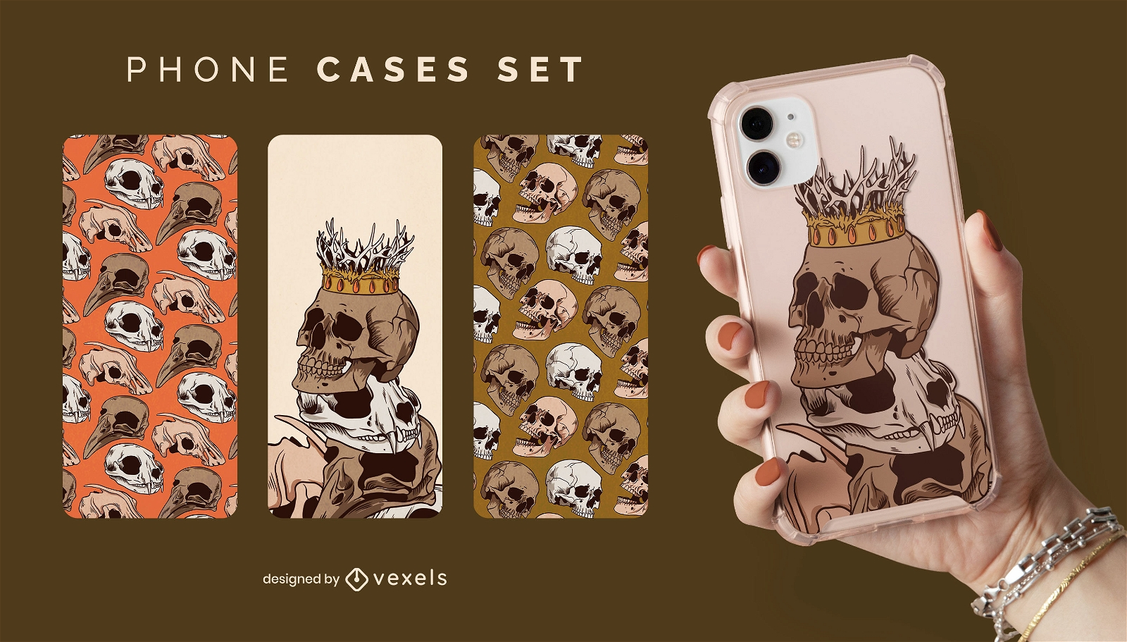 Skulls and skeletons creepy phone case set