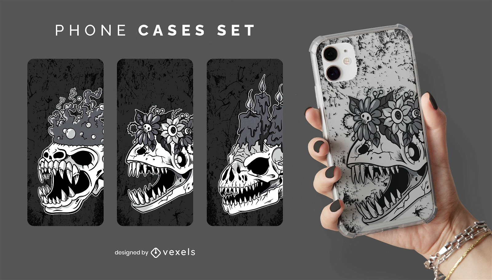 Monster skulls creepy phone case set
