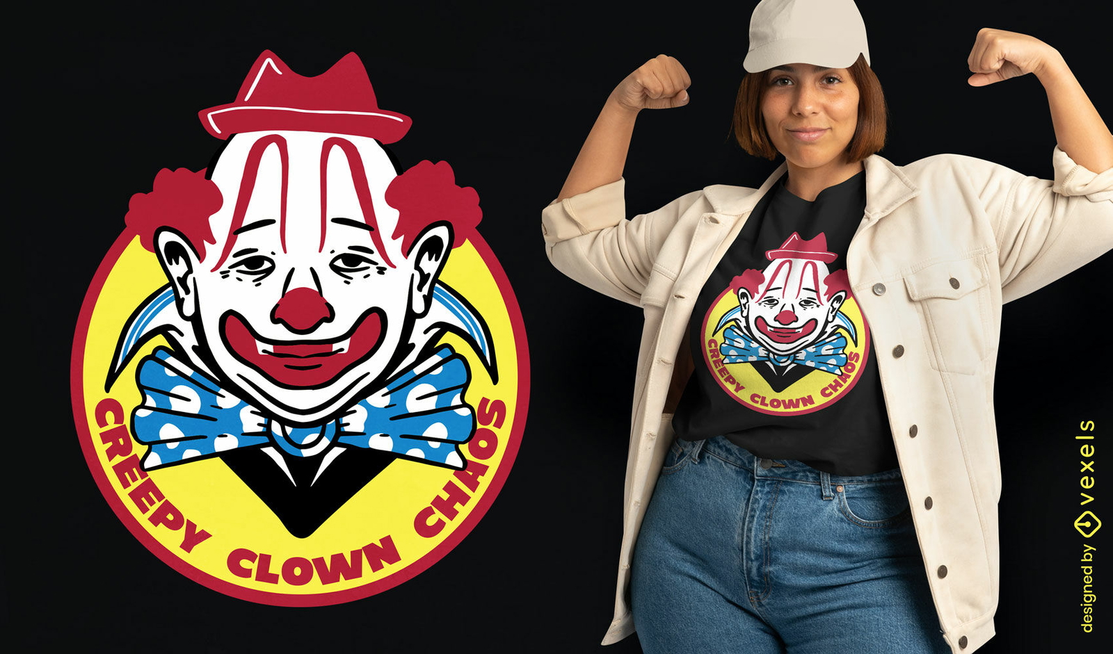 Diseño de camiseta de caos de payaso espeluznante