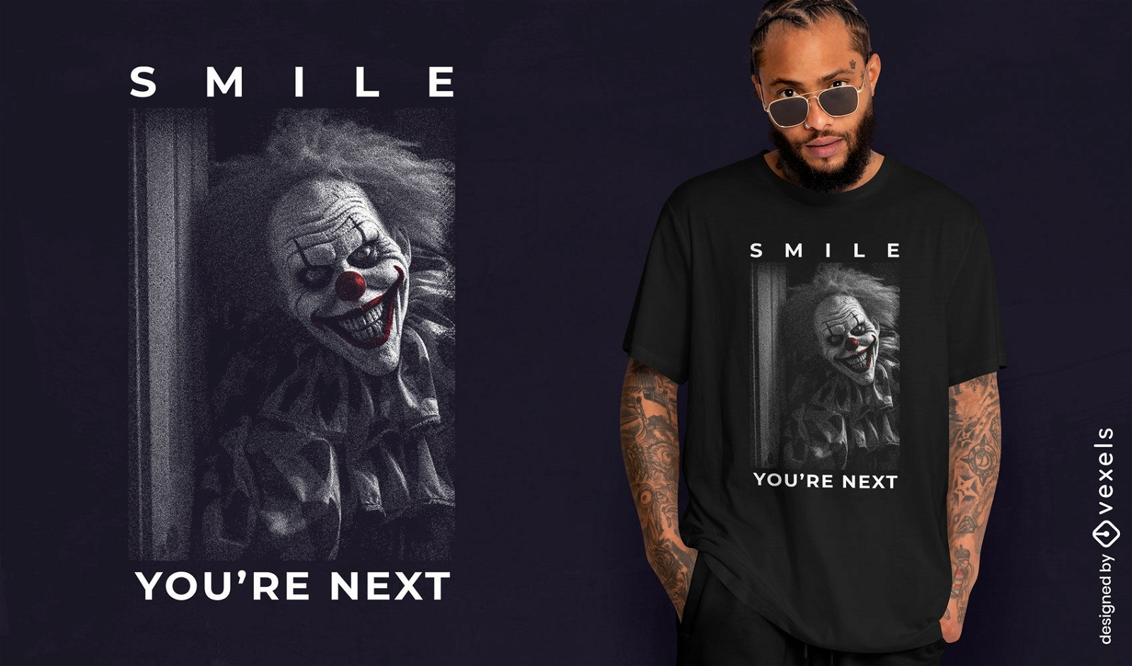 Scary halloween clown monster t-shirt psd