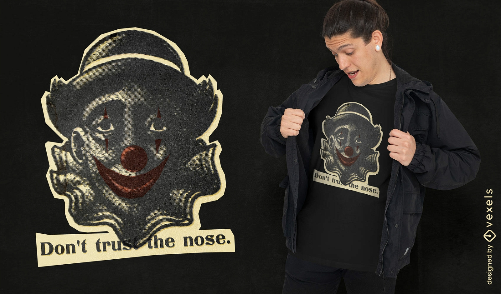 Gruseliger Clown-Halloween-Aufkleber-T-Shirt PSD