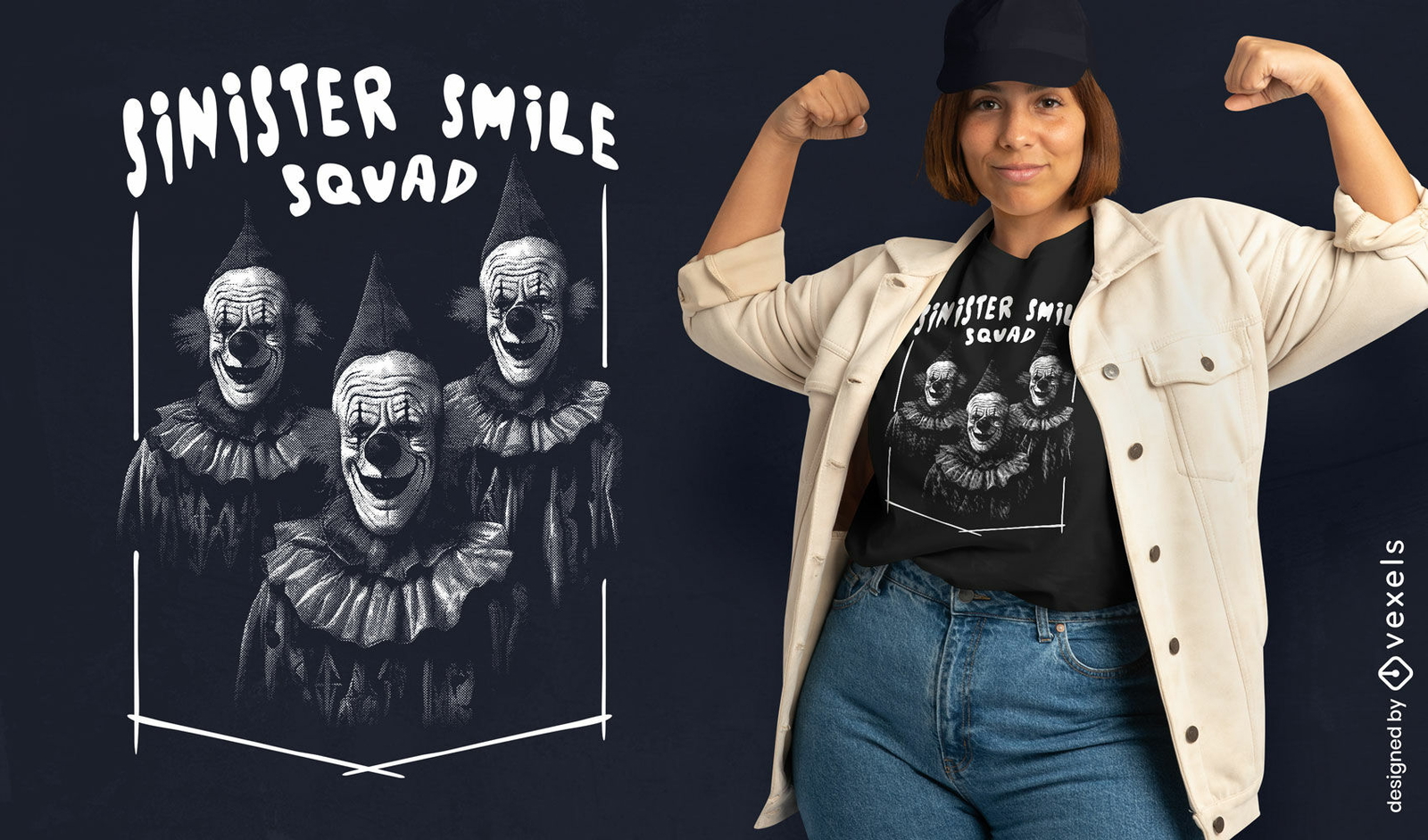 Diseño de camiseta de payasos sonrientes siniestros