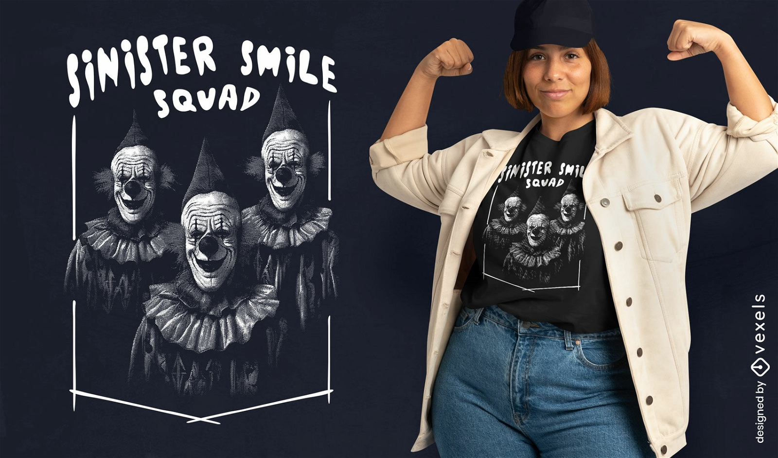 Sinister smiling clowns t-shirt design