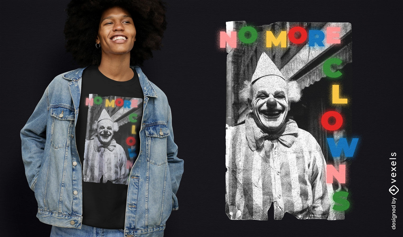 Creepy clown realistic t-shirt psd