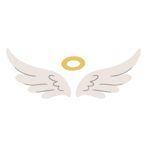 Alas de ángel con anillo dorado. Diseño PNG