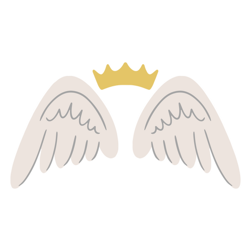 Dos alas de ángel con corona. Diseño PNG
