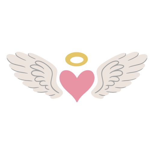 Corazón rosa con alas de ángel. Diseño PNG
