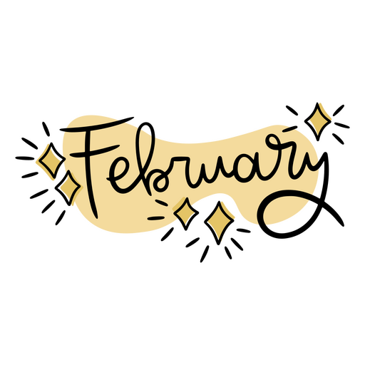 The word february in gold lettering PNG Design